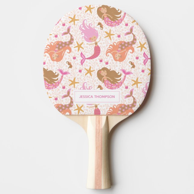 Personlig Cute Rosa Sjöjungfru Pingisracket (Framsidan)
