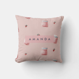 Personlig Cute Rosa Strawberry Burk Mönster Kudde