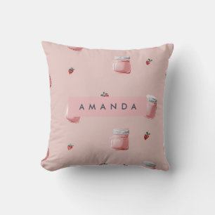 Personlig Cute Rosa Strawberry Burk Mönster Kudde