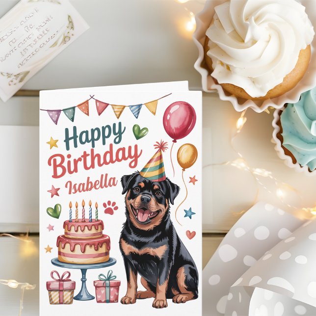 Personlig Cute Rottweiler Birthday Kort (Skapare uppladdad)