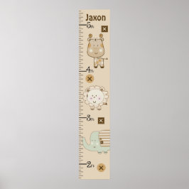 Personlig Cute Safari Animals Growth Chart Poster