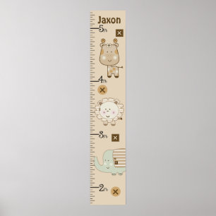 Personlig Cute Safari Animals Growth Chart Poster
