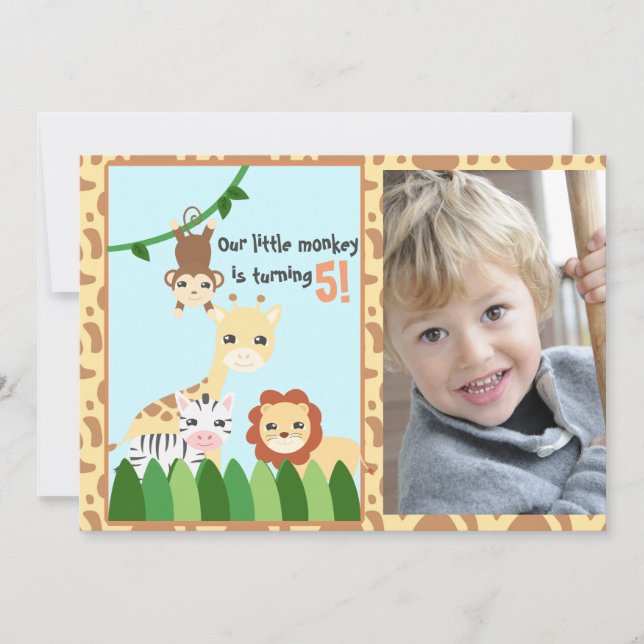 Personlig Cute Safari Birthday Inbjudningar (Framsida)