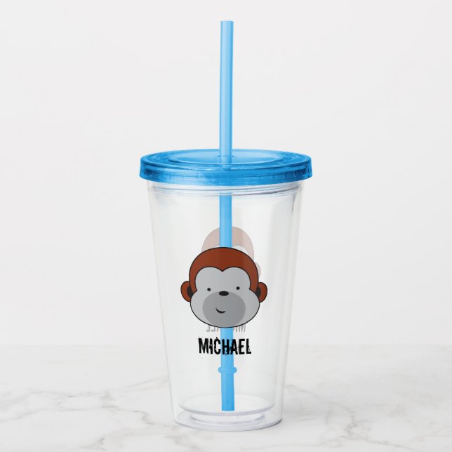 Personlig Cute Safari Monkey-födelsedagen Take Away Mugg (Framsida)