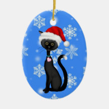 Personlig Cute Santa Cat på Snöflingor jul