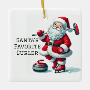 Personlig Cute Santa Curling Julgransprydnad Keramik