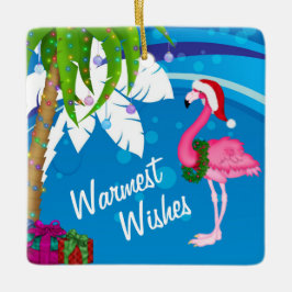 Personlig Cute Santa Flamingo Beach Jul Julgransprydnad Keramik