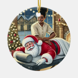 Personlig Cute Santa Hämta en massaker Julgransprydnad Keramik