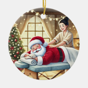 Personlig Cute Santa Hämta en massaker Julgransprydnad Keramik