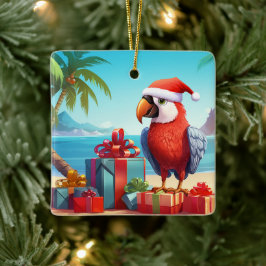 Personlig Cute Santa Parrot Beach-jul Julgransprydnad Keramik