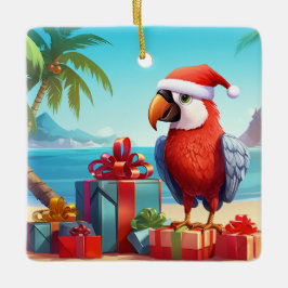 Personlig Cute Santa Parrot Beach-jul Julgransprydnad Keramik
