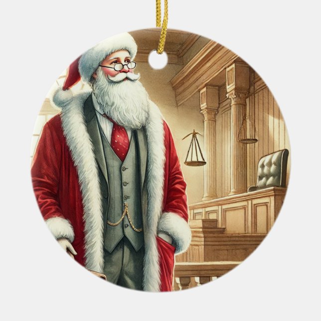 Personlig Cute Santa som advokat Julgransprydnad Keramik (Framsidan)