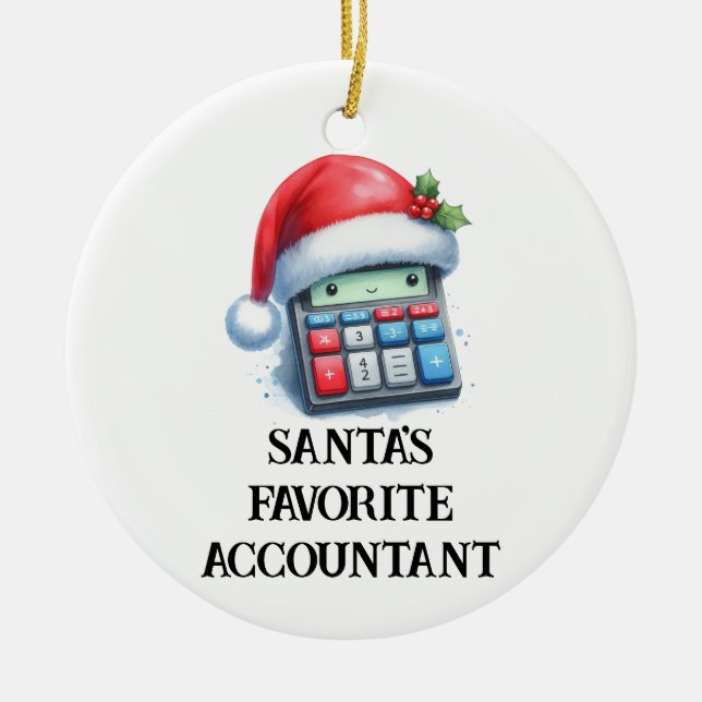 Personlig Cute Santa's Favorite Accountant Julgransprydnad Keramik (Framsidan)