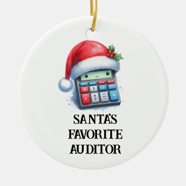Personlig Cute Santa's Favorite Auditor Julgransprydnad Keramik (Framsidan)