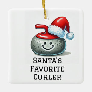 Personlig Cute Santa's Favorite Curler Julgransprydnad Keramik