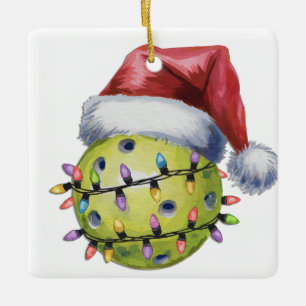 Personlig Cute Santa's Favorite Pickleball Julgransprydnad Keramik