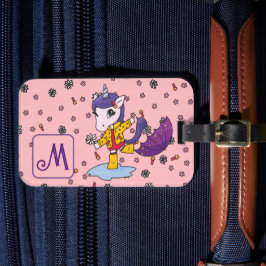 Personlig Cute & Simple Coral Unicorn-Blommigt Bagagebricka
