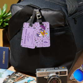 Personlig Cute & Simple Lila Unicorn Blommigt Bagagebricka