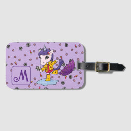 Personlig Cute & Simple Lila Unicorn Blommigt Bagagebricka