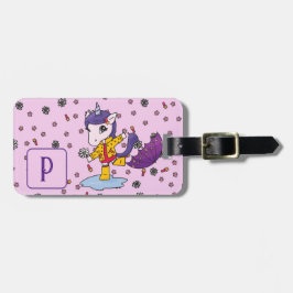 Personlig Cute & Simple Rosa Unicorn Blommigt Bagagebricka