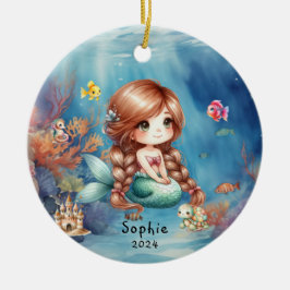 Personlig Cute Sjöjungfru Ocean Photo Julgransprydnad Keramik