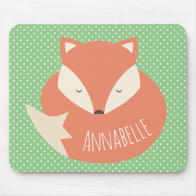 Personlig Cute Sleeping Fox and Dots Musmatta (Framsidan)
