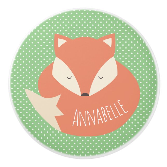 Personlig Cute Sleeping Fox Knopp (Framsidan)