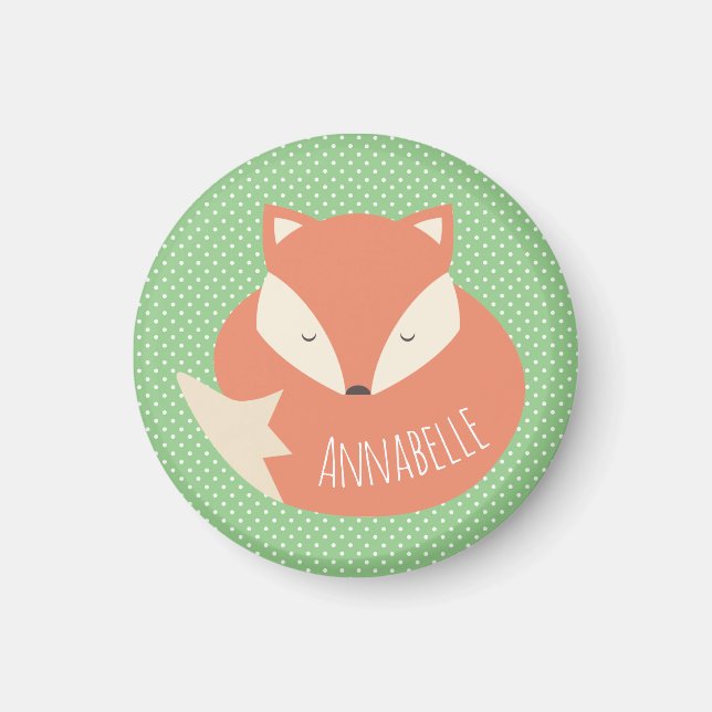 Personlig Cute Sleeping Fox Magnet (Framsidan)
