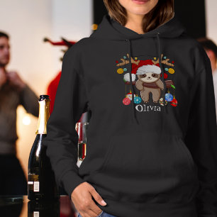 Personlig Cute Sloth,Santa Hat,Jul Bollar T Shirt