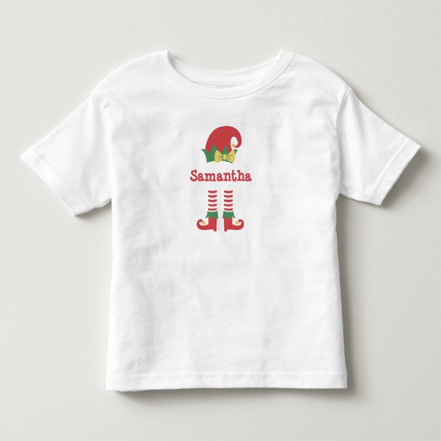 Personlig Cute Småbarn Elf-Helgdag T Shirt (Framsida)
