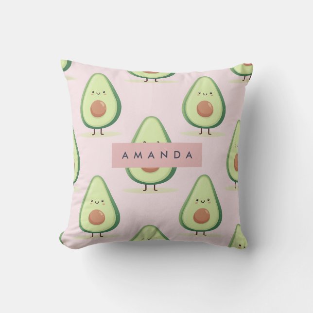 Personlig Cute Smiling Avocado Mönster Kudde (Framsida)