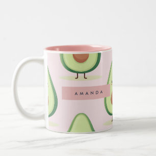 Personlig Cute Smiling Avocado Mönster Två-Tonad Mugg