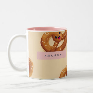 Personlig Cute Smiling Pretzel Mönster Två-Tonad Mugg