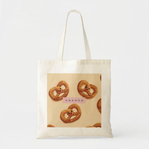 Personlig Cute Smiling Pretzel Mönster Tygkasse