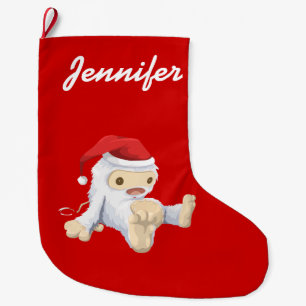 Personlig Cute Snö Monster Leksak Stor Julstrumpa
