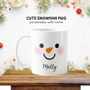 Personlig Cute Snögubbe Ansikte Kaffemugg