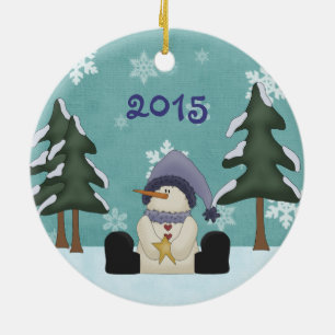 Personlig Cute Snögubbe Baby Första jul Julgransprydnad Keramik