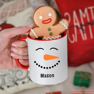 Personlig Cute Snögubbe Hett Kakao Mugg för barn