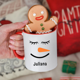 Personlig Cute Snögubbe Hett Kakao Mugg för barn