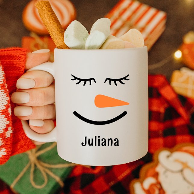 Personlig Cute Snögubbe Hett Kakao Mugg för barn (Skapare uppladdad)