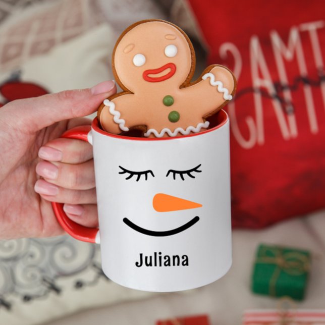 Personlig Cute Snögubbe Hett Kakao Mugg för barn (Skapare uppladdad)