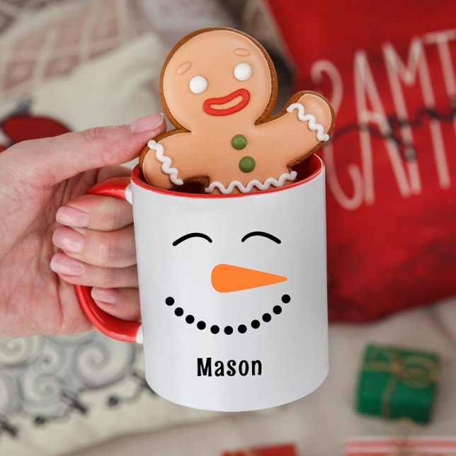 Personlig Cute Snögubbe Hett Kakao Mugg för barn (Skapare uppladdad)