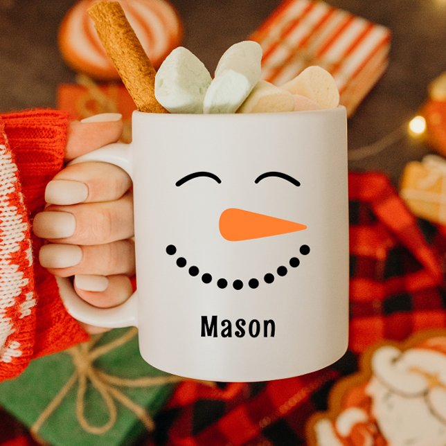 Personlig Cute Snögubbe Hett Kakao Mugg för barn (Skapare uppladdad)
