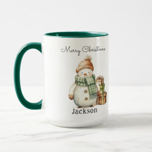 Personlig Cute Snögubbe & Julklapp Mugg