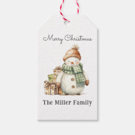 Personlig Cute Snögubbe & Julklapp Presentetikett