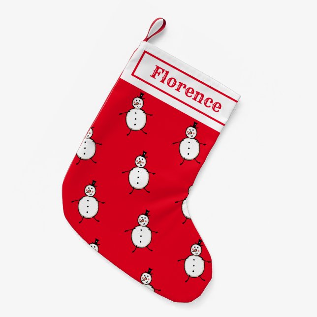 Personlig Cute Snögubbe-lager Liten Julstrumpa (Framsidan (Hängande))