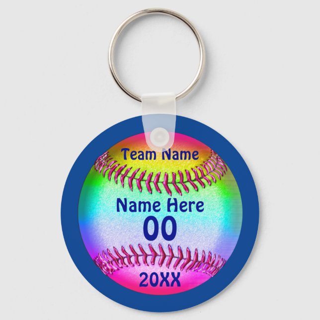 PERSONLIG Cute Softball Keychains 4 textrutor Nyckelring (Framsida)