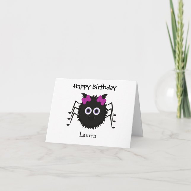 Personlig Cute Spider Birthday Card Kort (Framsida)