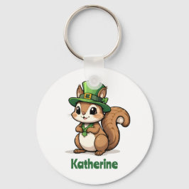Personlig Cute St. Patrick's Day Squirrel Nyckelring