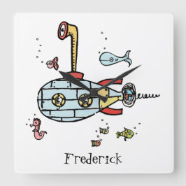 Personlig Cute Subsea Nautical under Vatten Fyrkantig Klocka